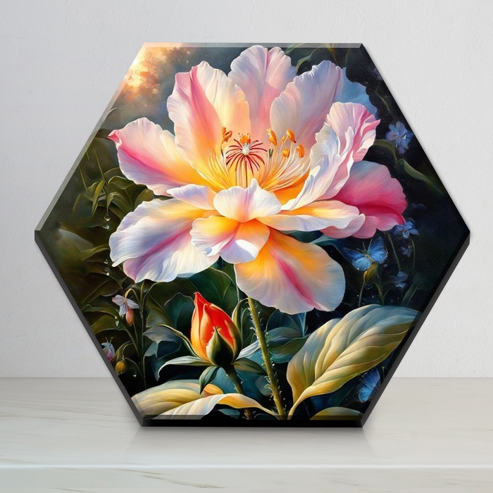 Картина по номерам 37х32 "Нежный цветок" Гексагон (29 цветов)