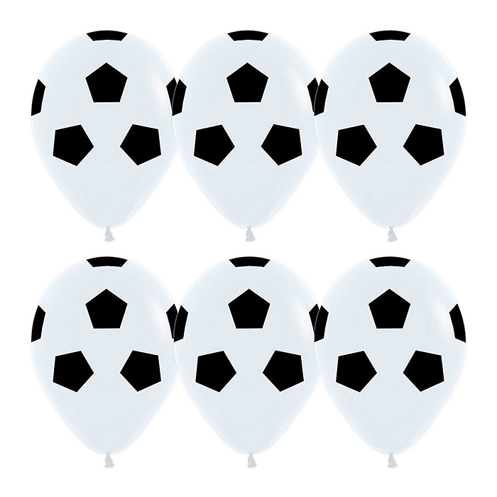 Шар (12''/30 см) Футбольный мяч, Белый, пастель, 5 ст, 25 шт.