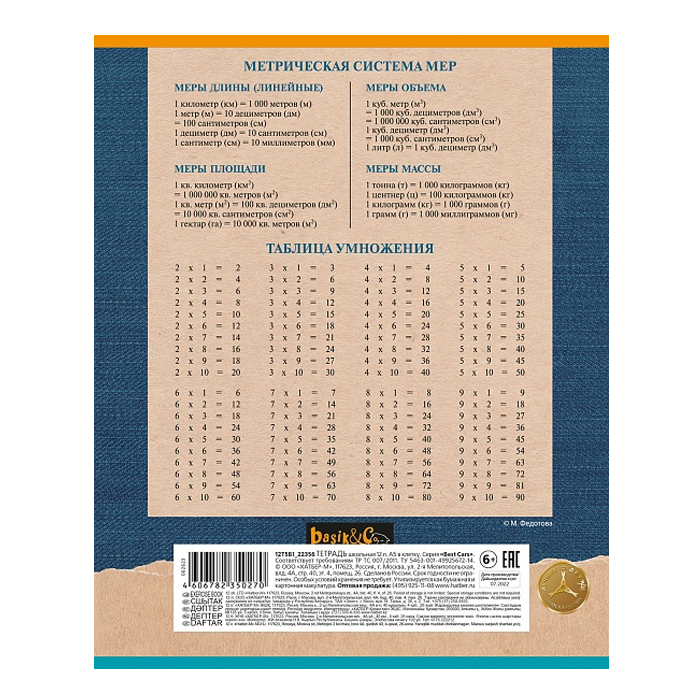 Тетрадь 12л. клетка "Кот Басик" 65г/кв.м на скобе  5 диз.в блоке скругл. углы