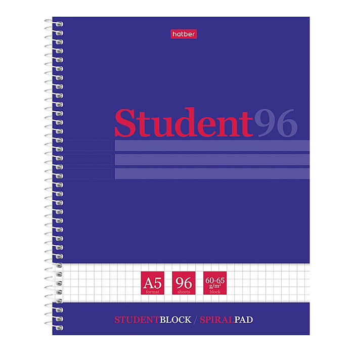 Тетрадь 96л. клетка "Студенту" Синяя на спирали Тетрадь 96л. клетка "Студенту" Синяя на спирали