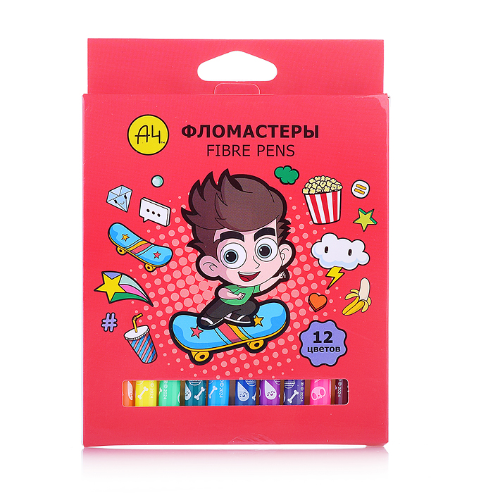 Фломастеры "ECO" 12 цв. "Влад А4" в картонной коробке с европодвесом