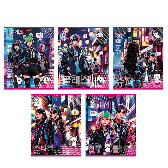 Тетрадь 48л. клетка "K-pop" А5 на скобе 5 диз.в блоке скругл.углы