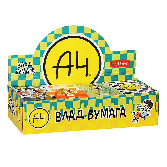 Блокнот А7 48л клетка "Влад А4" в Дисплее  52 шт 