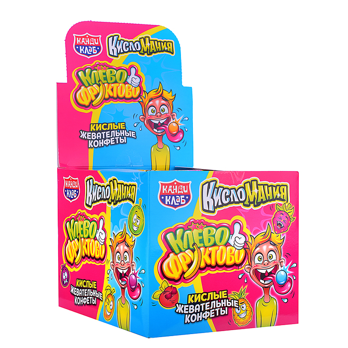 Кислые жевательные конфеты "Кисломания Клево-Фруктово" ассорти 12гр (30шт)