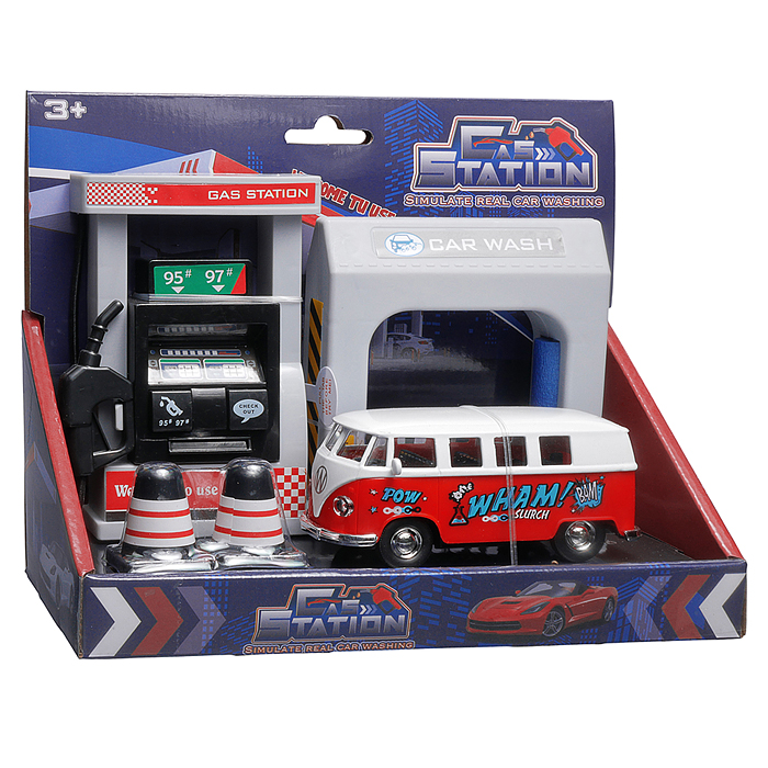 Набор машин 890-47B "Автобусная заправка"  вкоробке