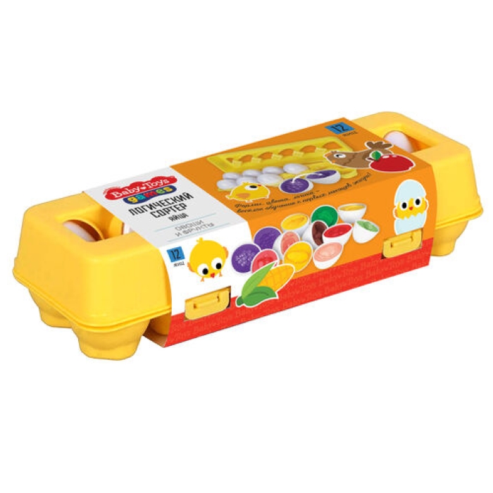 Игра настольная логический сортер "Яйца" Овощи и фрукты 12 штук