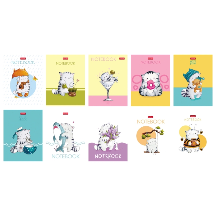 Записная книжка А6 24л клетка "Приключения кота Пирожка" на скобе матовая ламинация