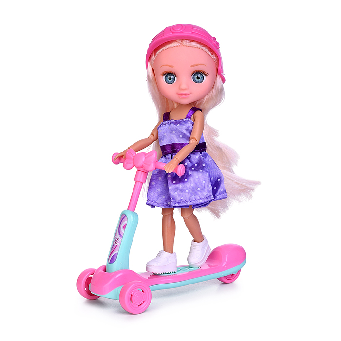 Кукла RR013 "Полина на самокате" с аксессуарами, в коробке
