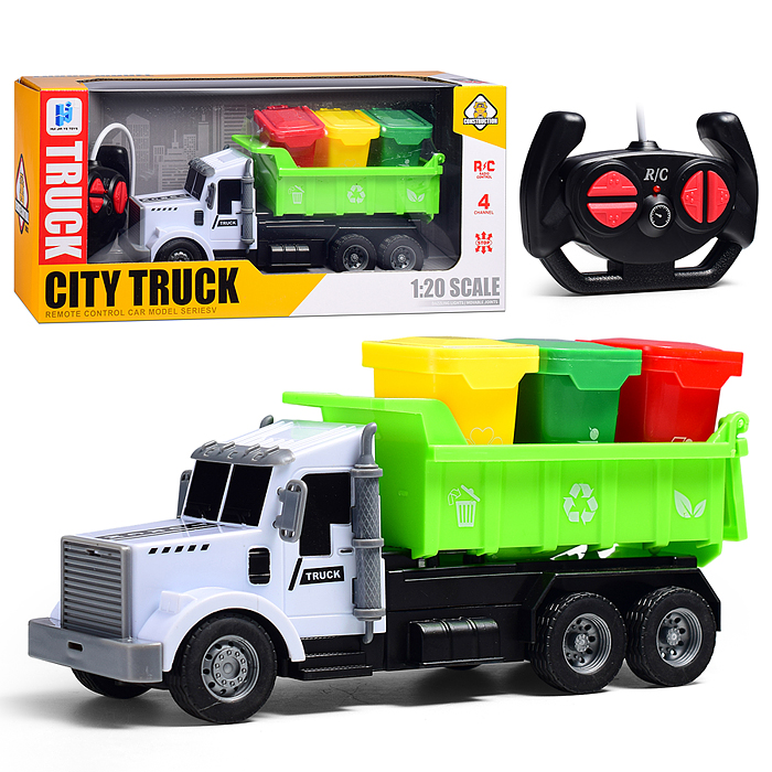 Машина 998-90Y "Мусоровоз" с контейнерами, р/у, 27 MHz, в коробке