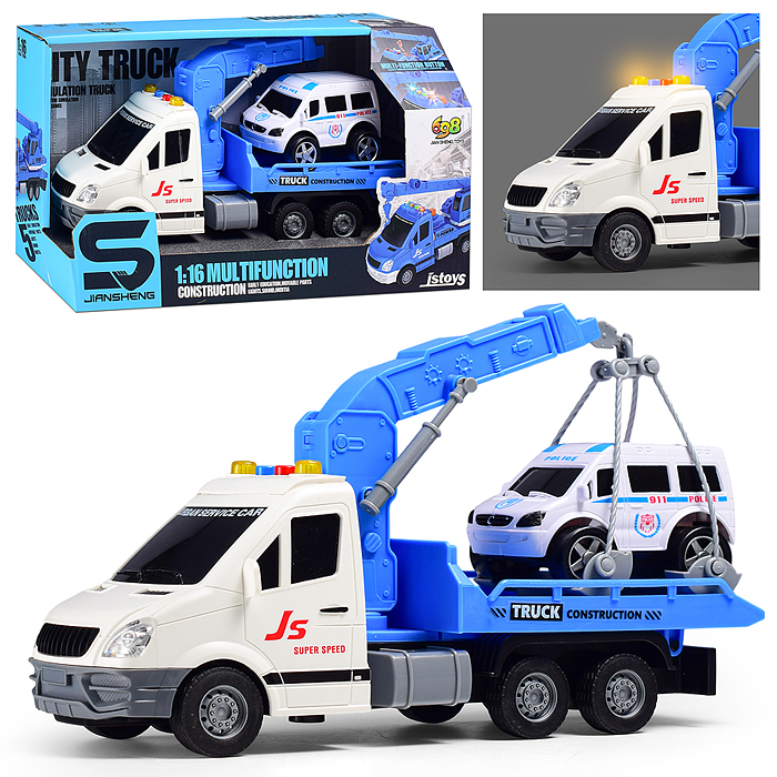 Машина JS136A "Эвакуатор" 1:16 (свет, звук) в коробке
