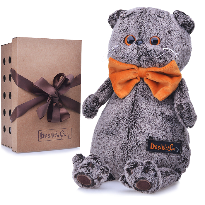 Кот Басик в рыжем бархатном банте 