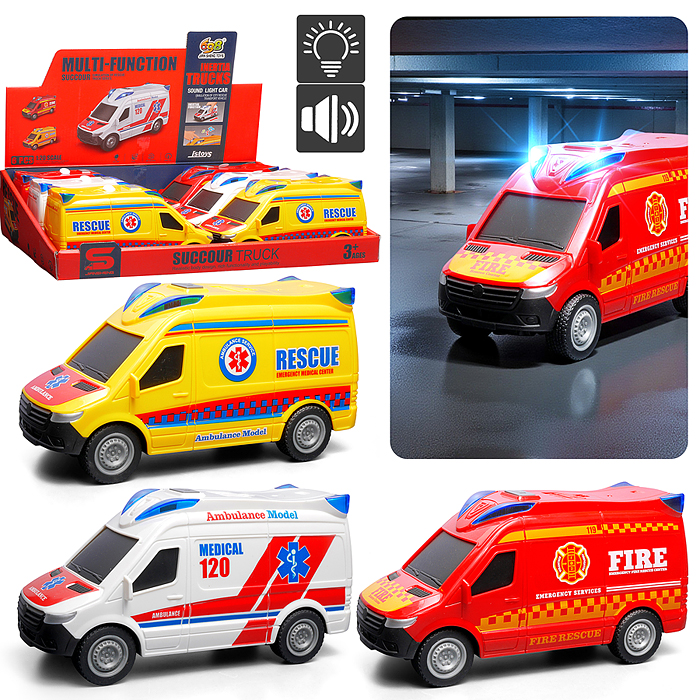Машина JS201P "Спасательная служба" 1:20 (свет, звук) в коробке (в ассортименте)