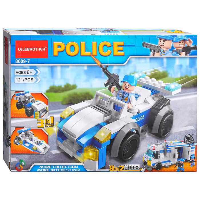 Конструктор 8609-7 "Патрульная полиция" (121 дет.) в коробке