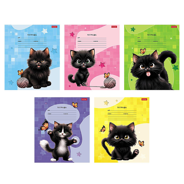 Тетрадь 18л. линия "Черный котик" А5 на скобе Тетрадь 18л. линия "Черный котик" А5 на скобе
