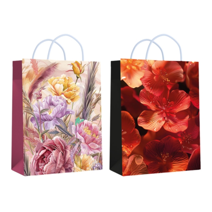 Пакет ламинированный "Пионы/цветы" 18х23х10 см, 157гр/м2, микс 2 дизайна