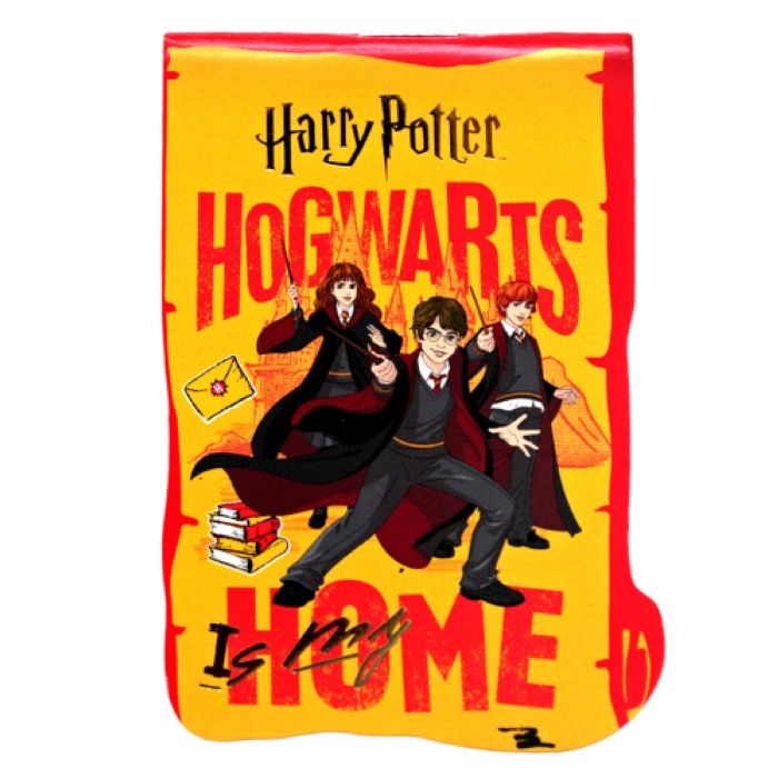 Блокнот фигурный Гарри Поттер, формат А7, 40 листов на скрепке, без линовки, тиснение золотой