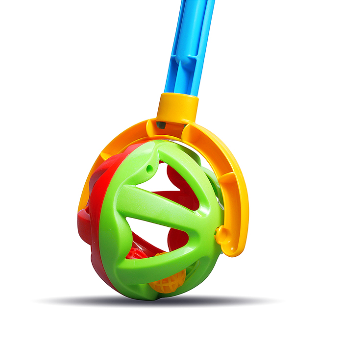 Каталка с ручкой "Шарик" (зелено-красная)