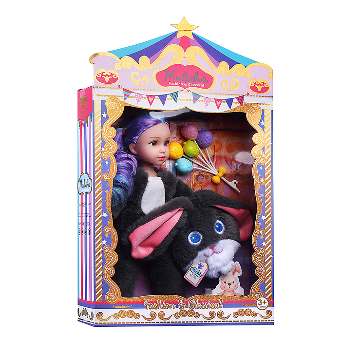 Кукла QJ182C "Кира" в костюме зайчика, в коробке