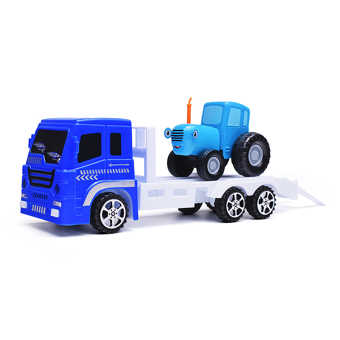 Машина металл "Синий трактор" с автоперевозчиком 7,5 см, синий
