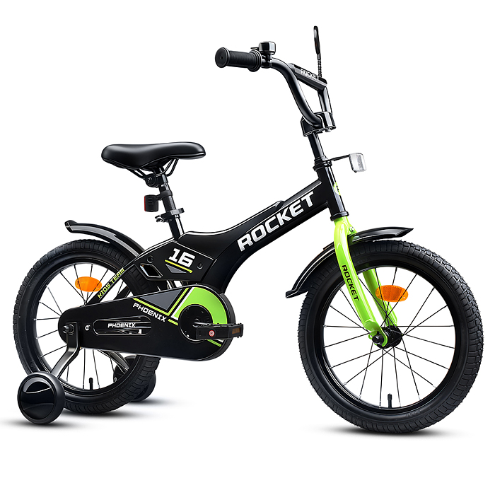 Велосипед 16" Rocket Phoenix, цвет черно/зеленый
