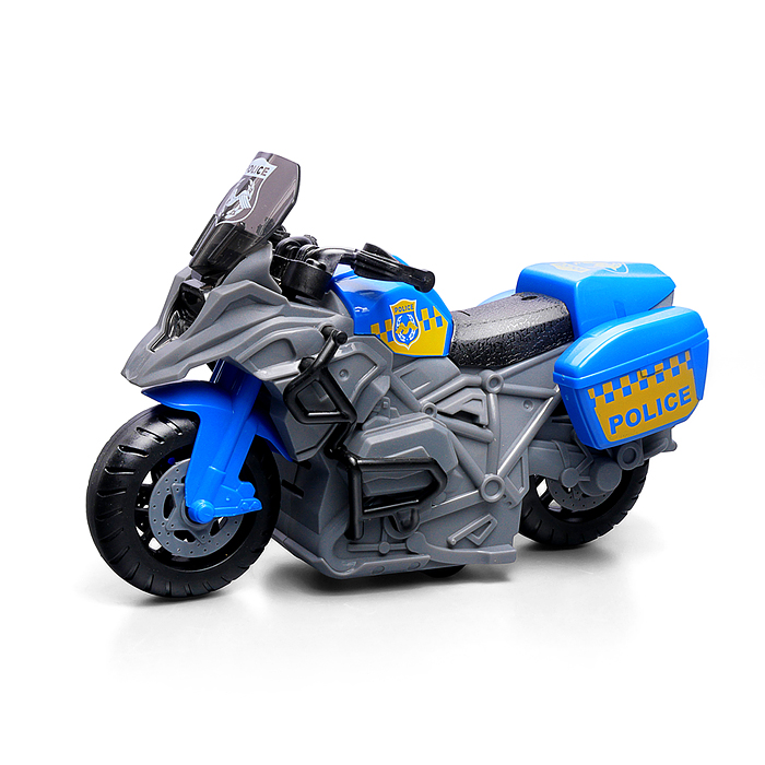 Мотоцикл JS196E "Полицейский байк" 1:20 (свет, звук) в коробке (цвет синий)