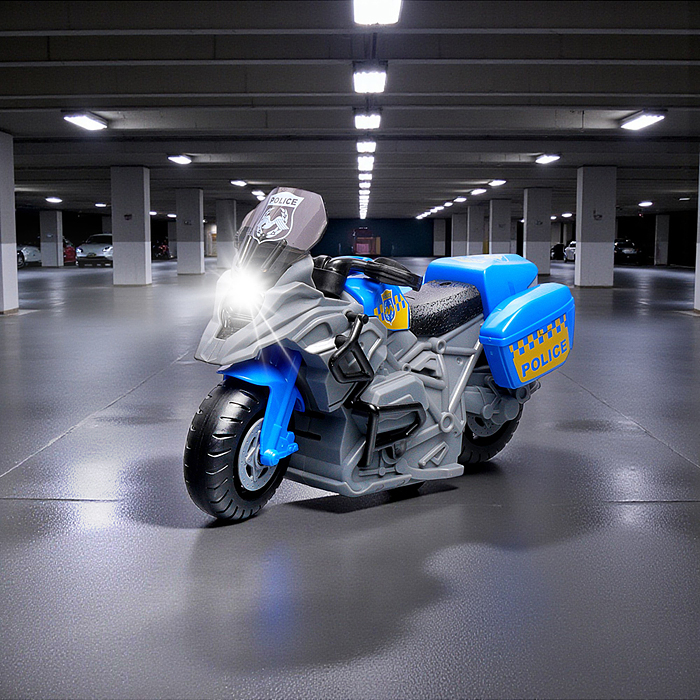 Мотоцикл JS196E "Полицейский байк" 1:20 (свет, звук) в коробке (цвет синий)