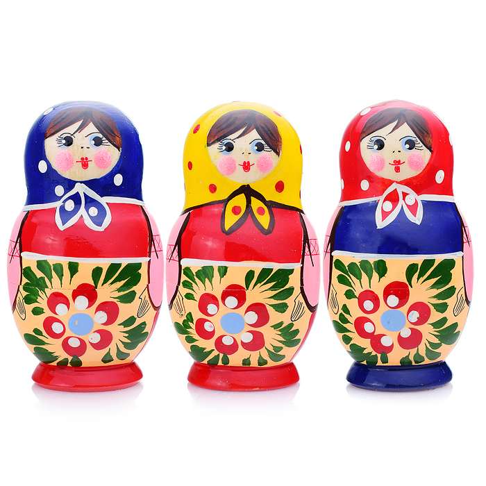 Матрешка 3 в 1 "Загорская роспись"/ окрашенная 
