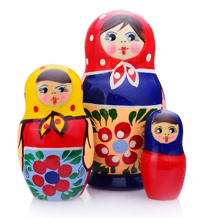 Матрешка 3 в 1 "Загорская роспись"/ окрашенная 