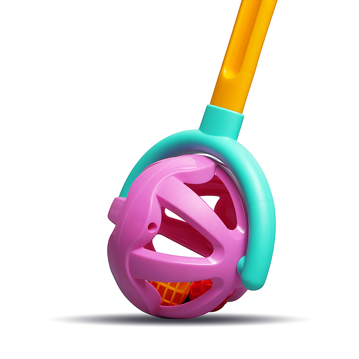 Каталка с ручкой "Шарик" (желто-фиолетовая)