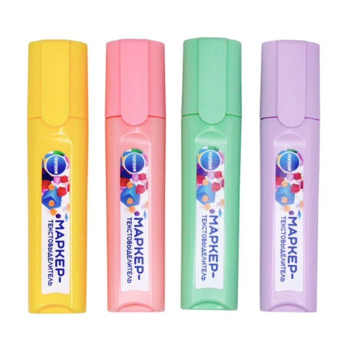 Маркеры-текстовыделители, Пастель, 4 шт, в ПВХ-упаковке