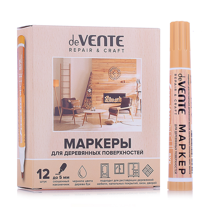 Маркер для деревянных поверхностей "Repair" круглый корпус, скошенный наконечник, ширина ли
