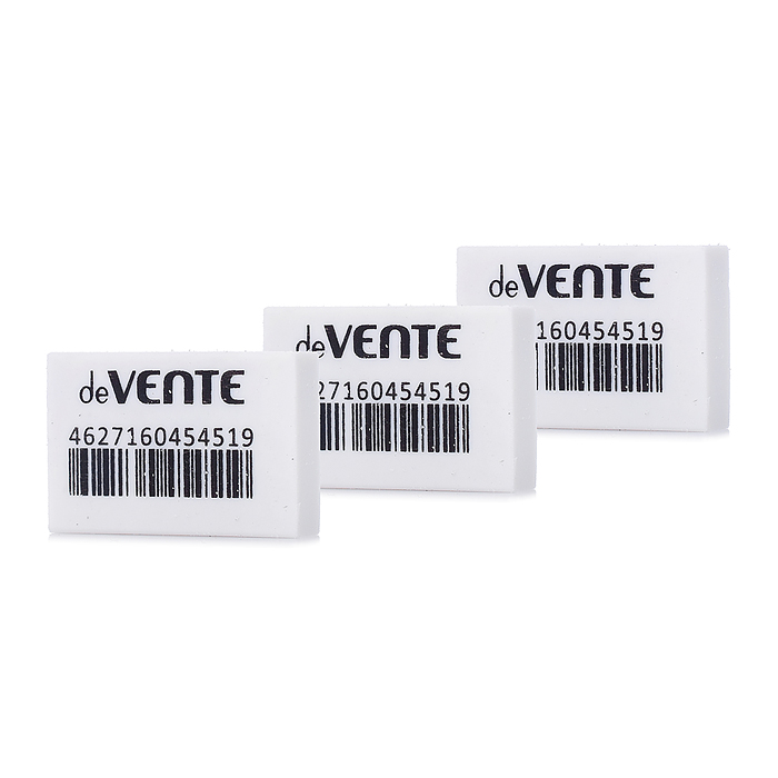 Ластик "Box" синтетический каучук, прямоугольный белый, 30x20x7 мм, dust-free, индивидуальн