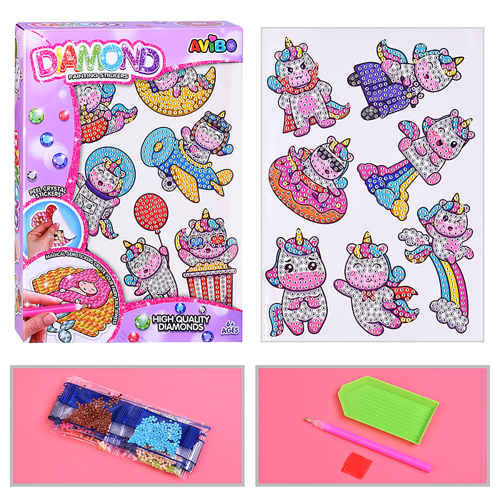 Мозаика алмазная A5503-10 "Такие разные единорожки" в коробке