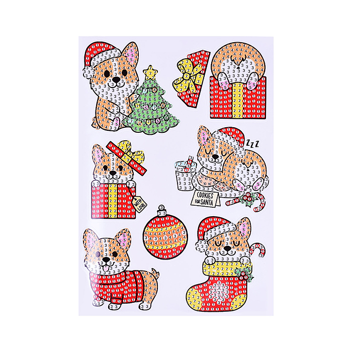 Мозаика алмазная A5503-3 "Новогодний корги" в коробке