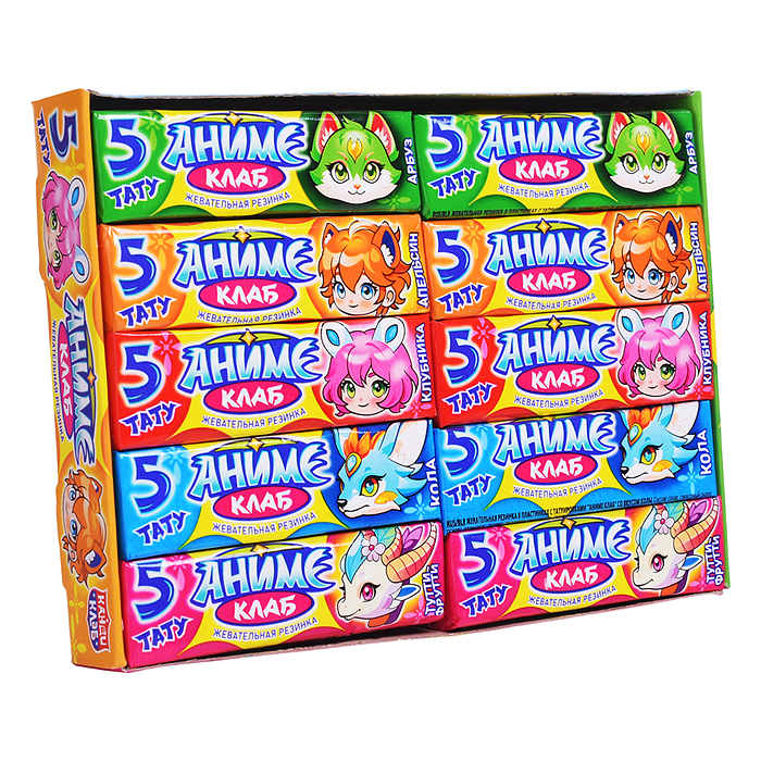 Жевательная резинка в пластинках с татуировками "Аниме Клаб" ассорти 12,5гр*20шт