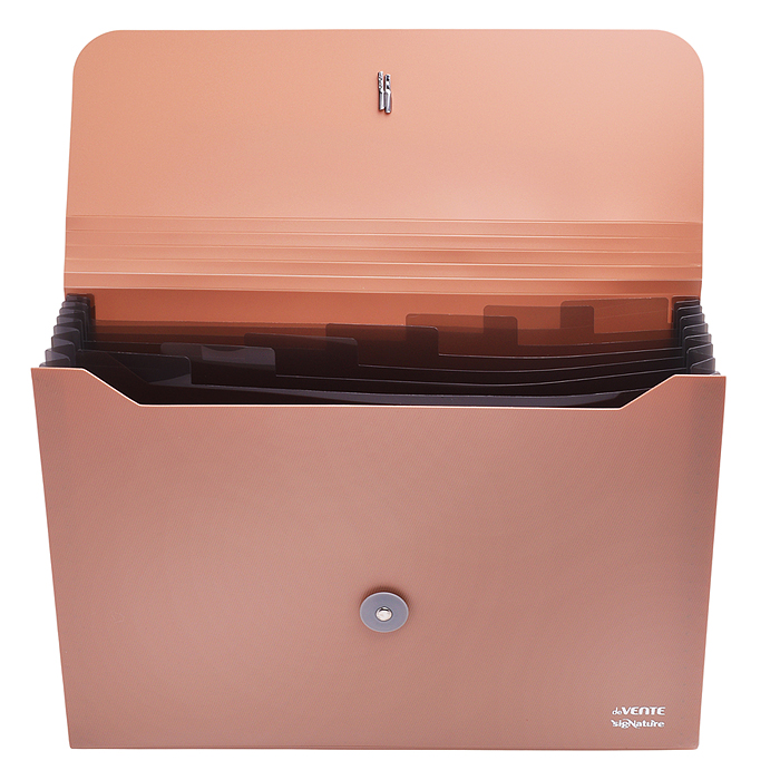 Папка с резинкой с 8-ю отделениями "SigNature" A4 (330x260x10 мм) 600 мкм. пудрово розовая