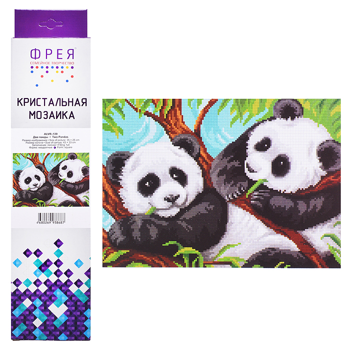 Кристальная (алмазная) мозаика 35х25 "Две панды" 