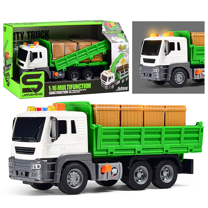 Машина JS118A "СтройВижн" 1:16 (свет, звук) в коробке