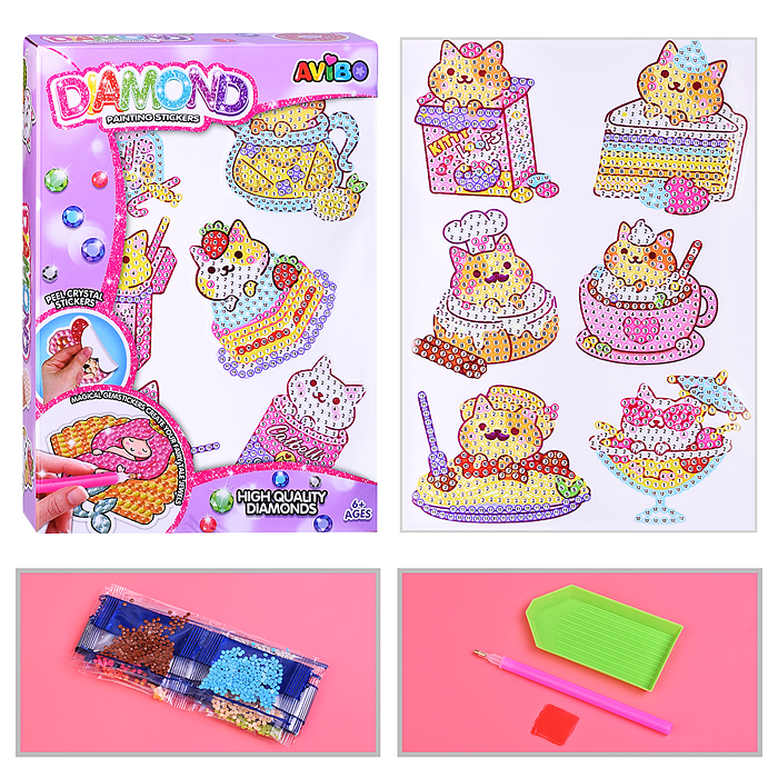 Мозаика алмазная A5503-4 "Веселая киска" в коробке