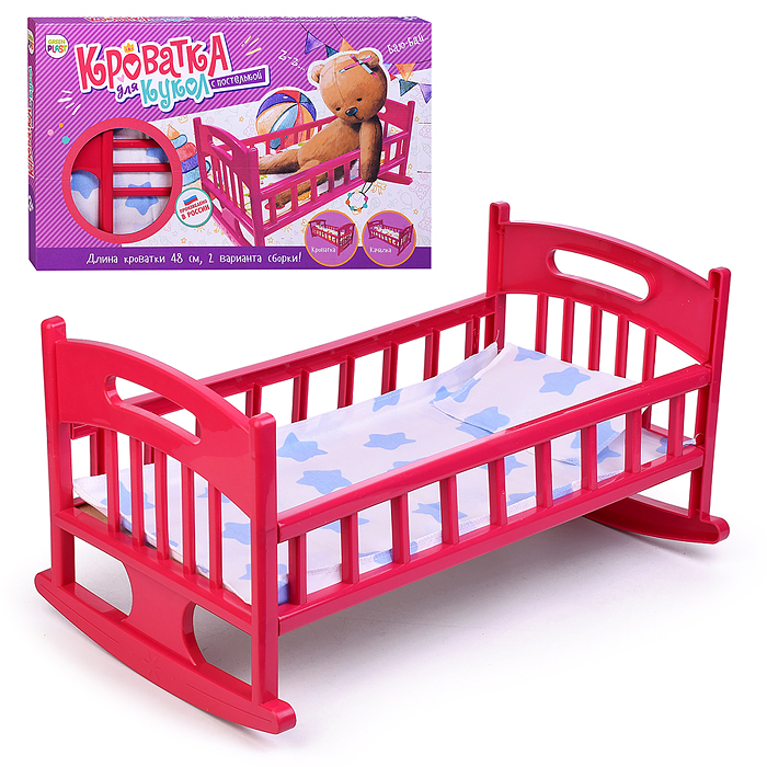 Кроватка для кукол с постелькой в коробке Кроватка для кукол с постелькой в коробке