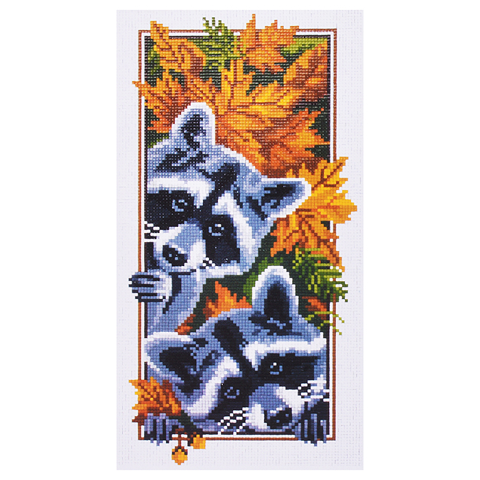 Кристальная (алмазная) мозаика 35.5х19 "Еноты" 