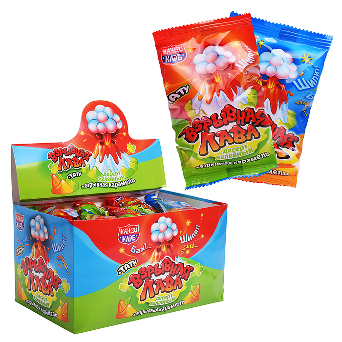 Десерт желейный со взрывной карамелью и татуировкой "Взрывная Лава" 27г*30шт