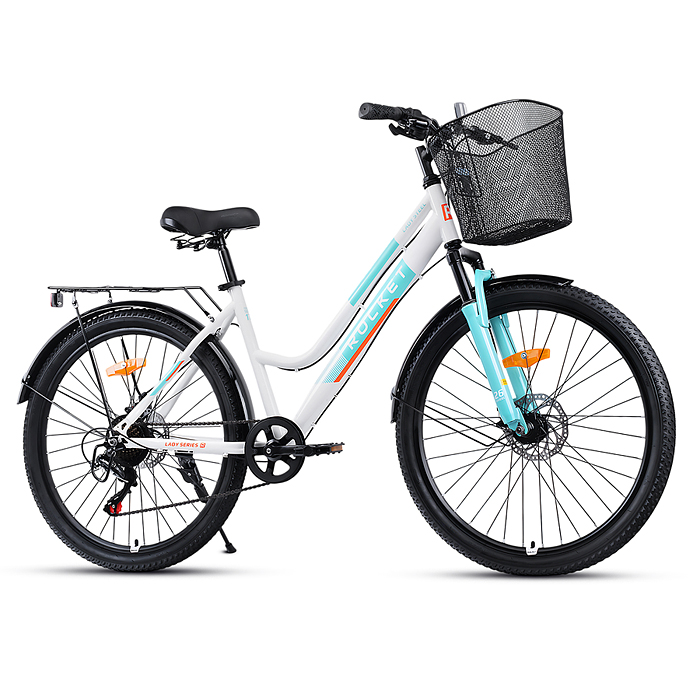 Фото к товару Велосипед 26" Rocket lady Steel 26, цвет белый/бирюзовый, размер 17" Велосипед 26" Rocket lady Steel 26, цвет белый/бирюзовый, размер 17"