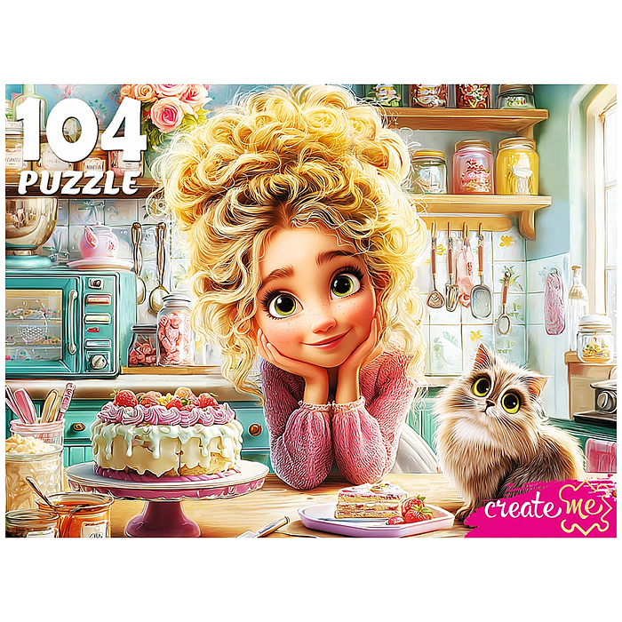 Пазлы 104 "Девочка с тортом"