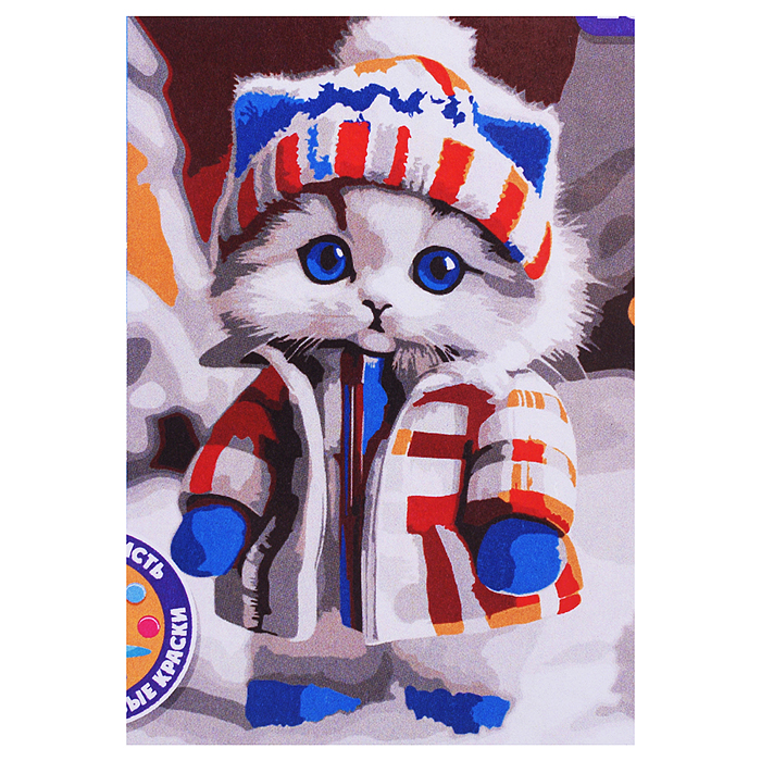 Картина по номерам "Кот в шапке" 20х30см 