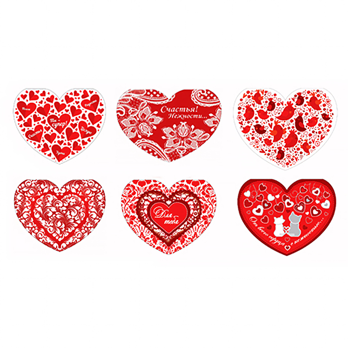 Валентинки-сердечки большие, 6 шт. Валентинки-сердечки большие, 6 шт.