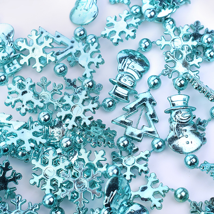 Новогоднее украшение S0974-2 "Бусы кристаллики" синие, 4,8м, в пакете