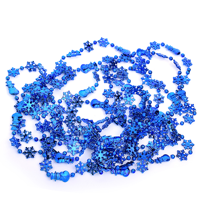 Новогоднее украшение S0974-2 "Бусы кристаллики" синие, 4,8м, в пакете
