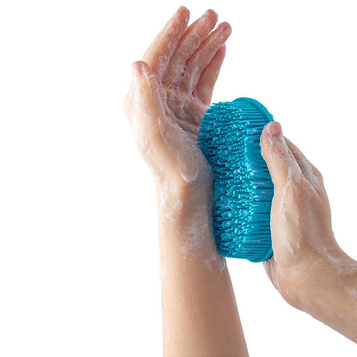 Губка для тела силиконовая овал, голубая