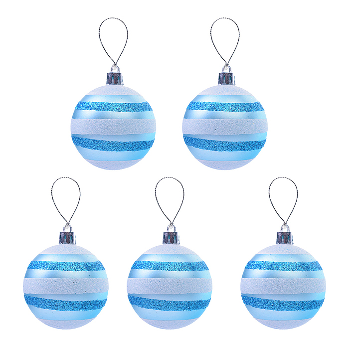 Набор новогодних шаров S1655 "Зимние напевы" голубые (6см*5шт)в пакете